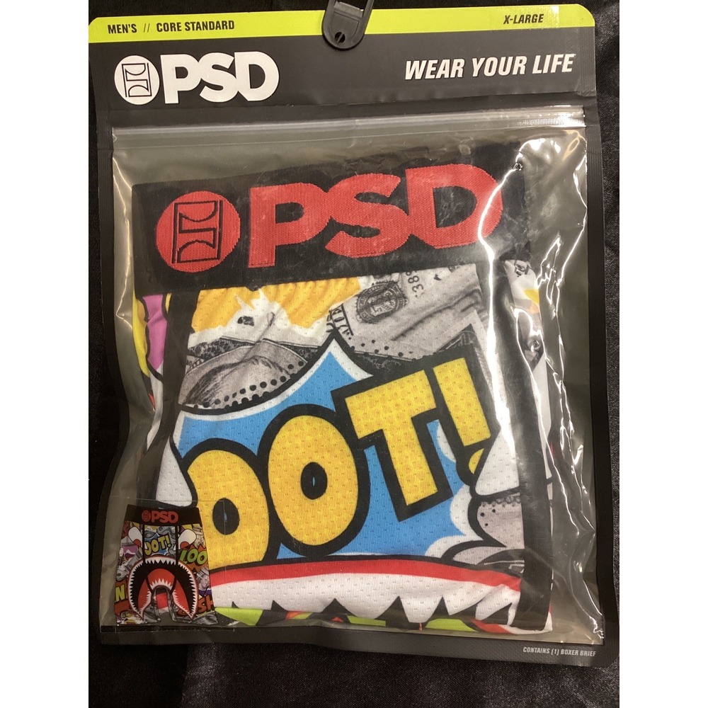 PSD Mens Core Standard Boxer Briefs XL Loot Cash Money Shark Graphic Multicolor